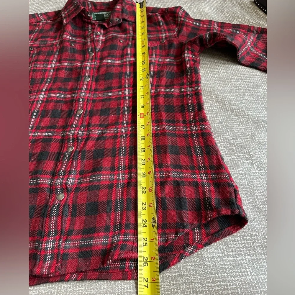 Woolrich Women’s Long sleeve Deep Ruby Plaid Soft Button Up Shirt size Small - Picture 11 of 12